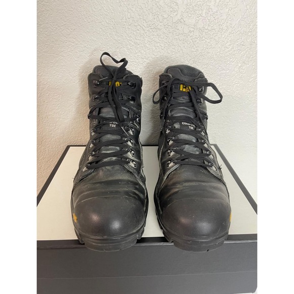 Caterpillar P90848 Black Leather Work Boots Composite Toe Waterproof Mens 10.5 W main image 7